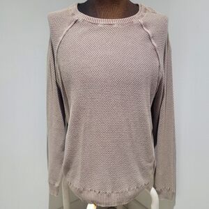 William Rast Men's Cotton Crew Neck Long Sleeve Waffle Knit Sweater Large Cream